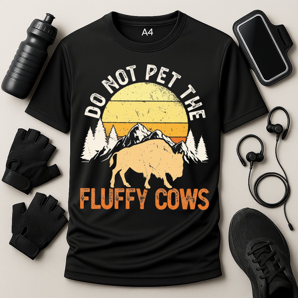 Buffalo Funny Bison Do Not Pet The Fluffy Cows Performance Shirt