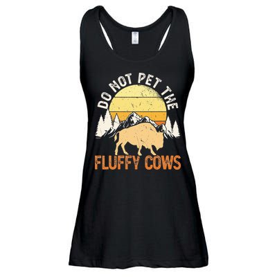 Buffalo Funny Bison Do Not Pet The Fluffy Cows Ladies Essential Flowy Tank