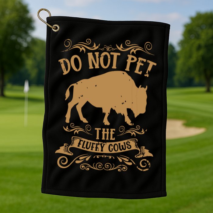 Buffalo Funny Bison Do Not Pet The Fluffy Cows Golf Towel