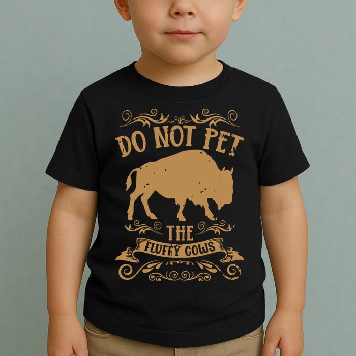 Buffalo Funny Bison Do Not Pet The Fluffy Cows Toddler T-Shirt