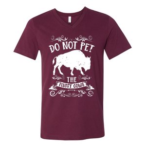 Buffalo Funny Bison Do Not Pet The Fluffy Cows V-Neck T-Shirt