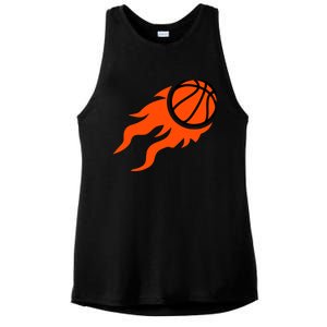 Basketball flames Ladies PosiCharge Tri-Blend Wicking Tank