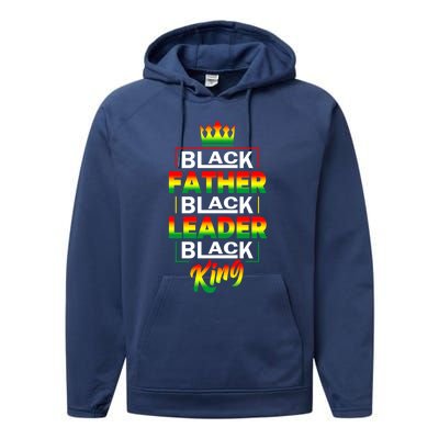 Black Father Black King African American Dad Juneteenth Funny Gift Performance Fleece Hoodie