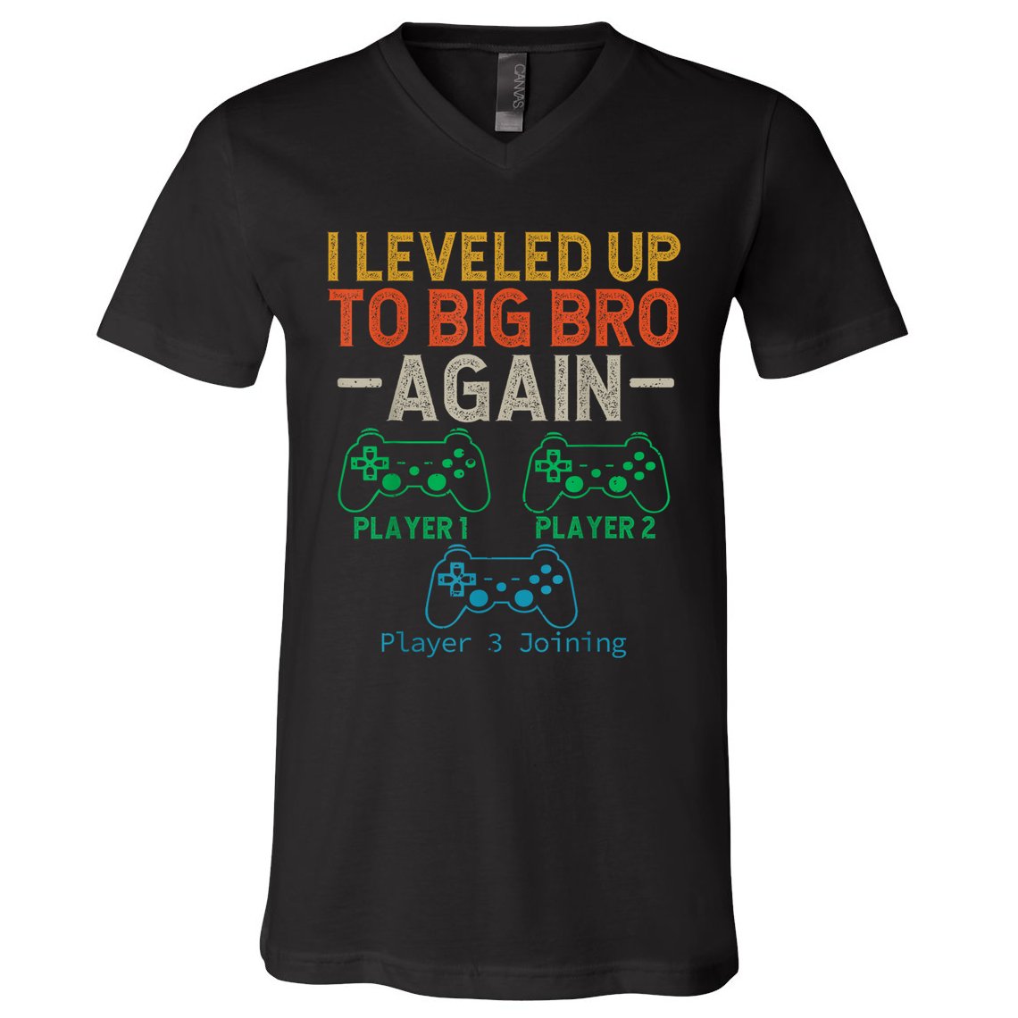Big Funny Brother Est 2025 I Leveled To Brother Up Again Gift Announcement V-Neck T-Shirt