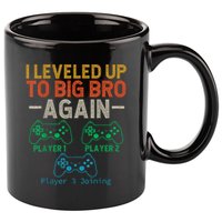 Big Funny Brother Est 2025 I Leveled To Brother Up Again Gift Announcement 11oz C Handle Ceramic Mug