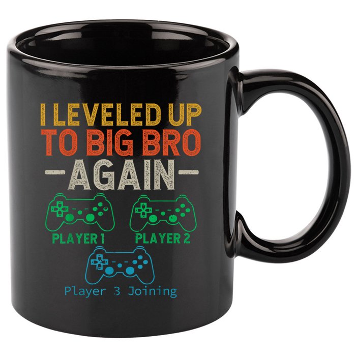 Big Funny Brother Est 2025 I Leveled To Brother Up Again Gift Announcement 11oz C Handle Ceramic Mug