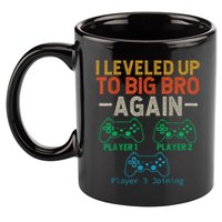 Big Funny Brother Est 2025 I Leveled To Brother Up Again Gift Announcement 11oz C Handle Ceramic Mug