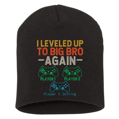 Big Funny Brother Est 2025 I Leveled To Brother Up Again Gift Announcement Short Acrylic Beanie