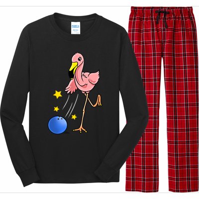 Bowling Flamingo Bowling Lover Gift Funny Gift Long Sleeve Pajama Set