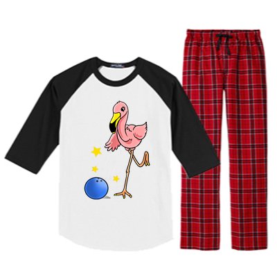 Bowling Flamingo Bowling Lover Gift Funny Gift Raglan Sleeve Pajama Set