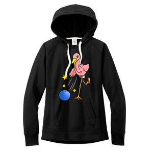 Bowling Flamingo Bowling Lover Gift Funny Gift Women's Fleece Hoodie