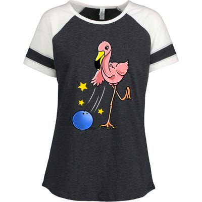 Bowling Flamingo Bowling Lover Gift Funny Gift Enza Ladies Jersey Colorblock Tee