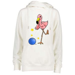 Bowling Flamingo Bowling Lover Gift Funny Gift Womens Funnel Neck Pullover Hood