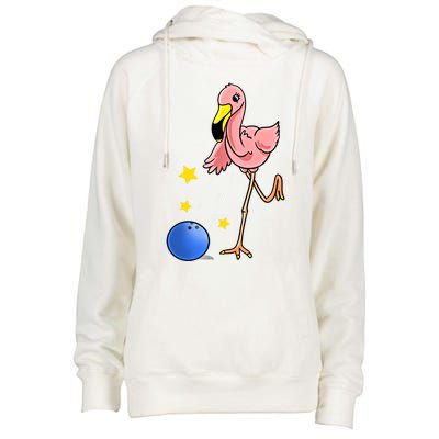 Bowling Flamingo Bowling Lover Gift Funny Gift Womens Funnel Neck Pullover Hood