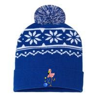 Bowling Flamingo Bowling Lover Gift Funny Gift USA-Made Snowflake Beanie