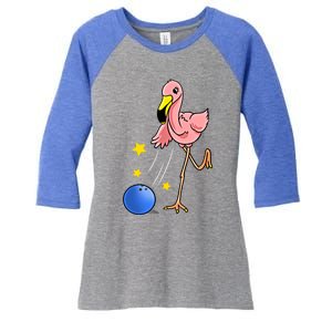 Bowling Flamingo Bowling Lover Gift Funny Gift Women's Tri-Blend 3/4-Sleeve Raglan Shirt