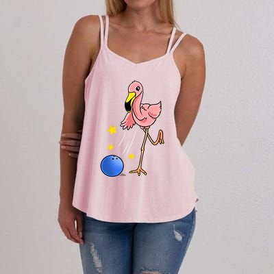 Bowling Flamingo Bowling Lover Gift Funny Gift Women's Strappy Tank