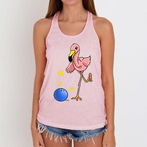 Bowling Flamingo Bowling Lover Gift Funny Gift Women's Knotted Racerback Tank