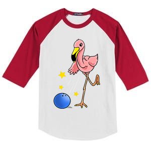 Bowling Flamingo Bowling Lover Gift Funny Gift Kids Colorblock Raglan Jersey