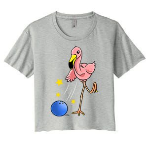 Bowling Flamingo Bowling Lover Gift Funny Gift Women's Crop Top Tee