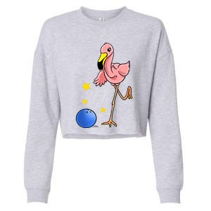 Bowling Flamingo Bowling Lover Gift Funny Gift Cropped Pullover Crew