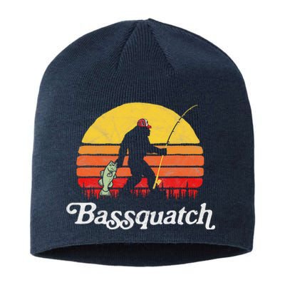 Bassquatch! Funny Bigfoot Fishing Outdoor Retro Sustainable Beanie