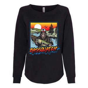 Bassquatch! Funny Bass Fishing Sasquatch Retro 80s Fisherman  Womens California Wash Sweatshirt