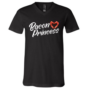 Breakfast Funny Bacon Lover Bacon Princess V-Neck T-Shirt