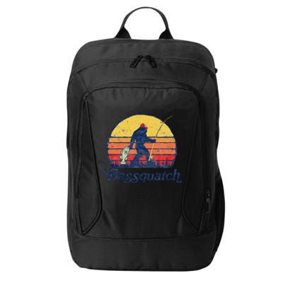 Bassquatch! Funny Bigfoot Fishing Outdoor Retro City Backpack