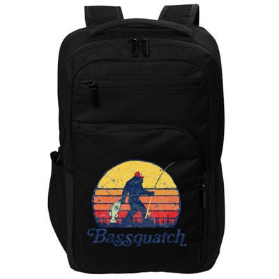 Bassquatch! Funny Bigfoot Fishing Outdoor Retro Impact Tech Backpack