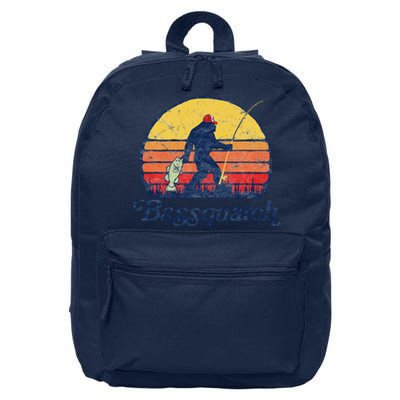 Bassquatch! Funny Bigfoot Fishing Outdoor Retro 16 in Basic Backpack