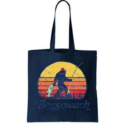 Bassquatch! Funny Bigfoot Fishing Outdoor Retro Tote Bag