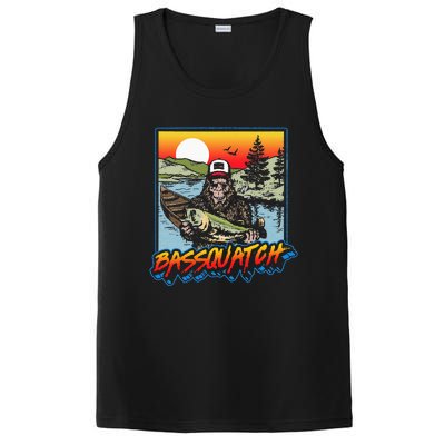 Bassquatch! Funny Bass Fishing Sasquatch Retro 80s Fisherman PosiCharge Competitor Tank