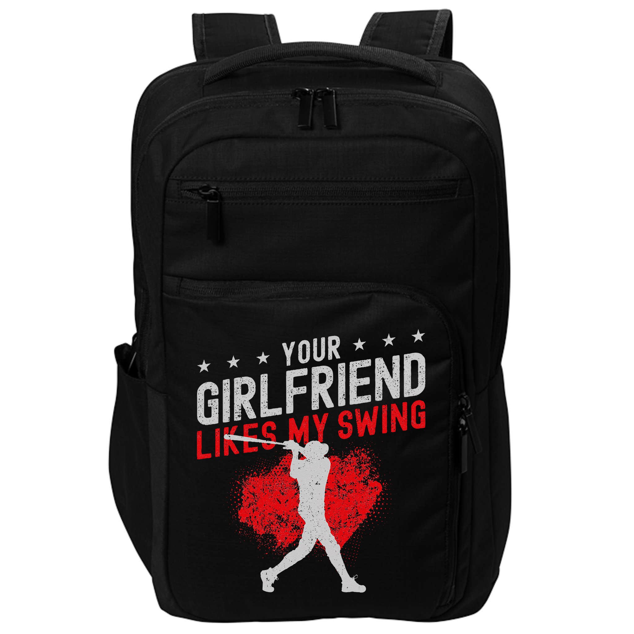 Baseball Fan Batter Vintage Your Girlfriend Likes My Swing Impact Tech Backpack