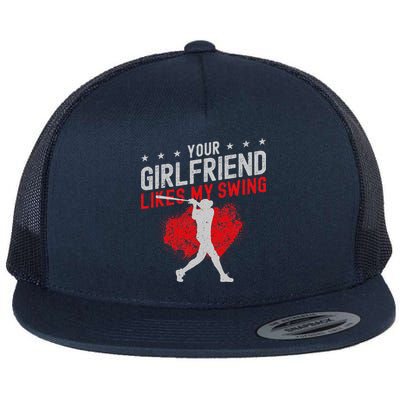 Baseball Fan Batter Vintage Your Girlfriend Likes My Swing Flat Bill Trucker Hat