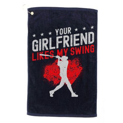 Baseball Fan Batter Vintage Your Girlfriend Likes My Swing Golf Towel