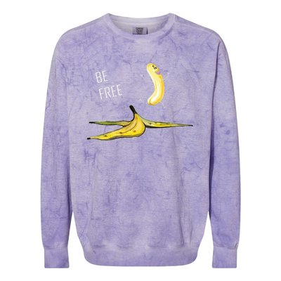 Be Free Banana Funny Banana Man Running Banana Stripping Colorblast Crewneck Sweatshirt