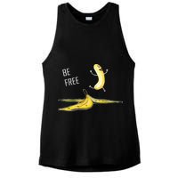 Be Free Banana Funny Banana Man Running Banana Stripping Ladies PosiCharge Tri-Blend Wicking Tank