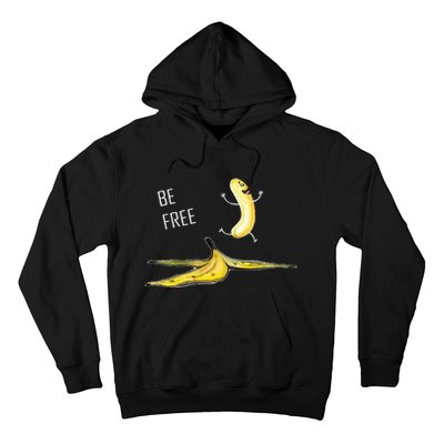 Be Free Banana Funny Banana Man Running Banana Stripping Hoodie