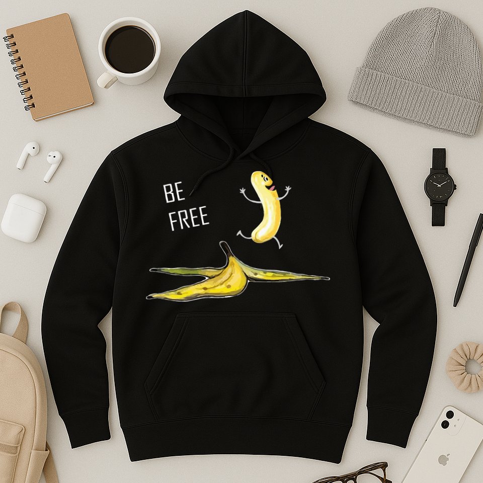 Be Free Banana Funny Banana Man Running Banana Stripping Hoodie