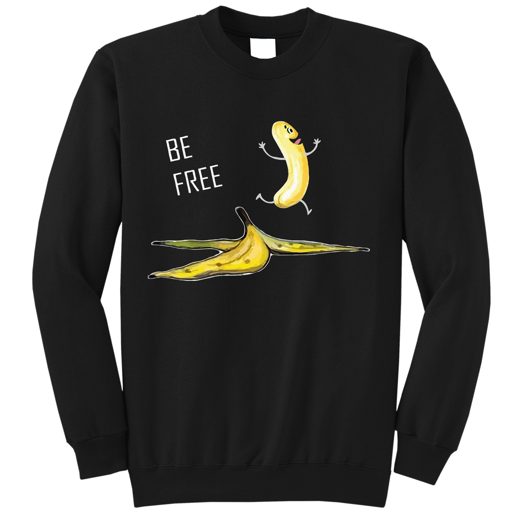 Be Free Banana Funny Banana Man Running Banana Stripping Sweatshirt