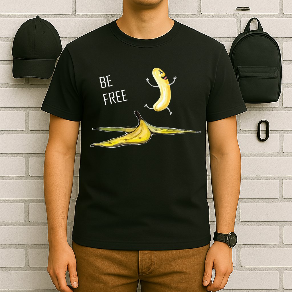Be Free Banana Funny Banana Man Running Banana Stripping T-Shirt
