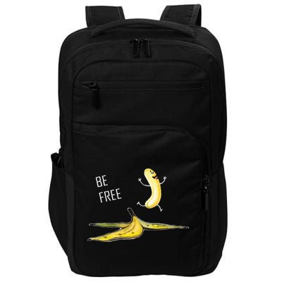 Be Free Banana Funny Banana Man Running Banana Stripping Impact Tech Backpack