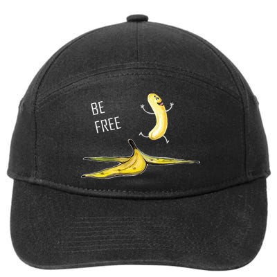 Be Free Banana Funny Banana Man Running Banana Stripping 7-Panel Snapback Hat