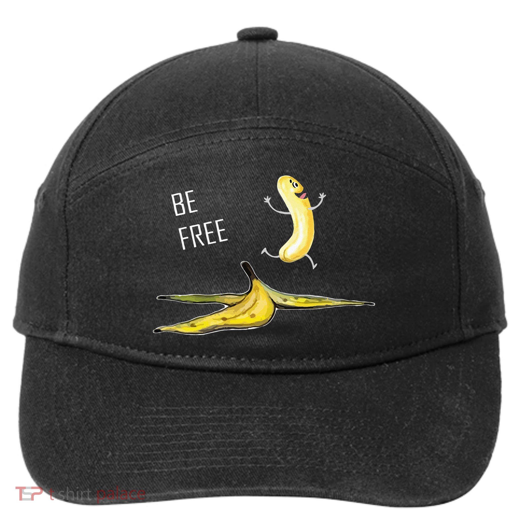 Be Free Banana Funny Banana Man Running Banana Stripping 7-Panel Snapback Hat