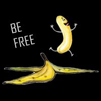 Be Free Banana Funny Banana Man Running Banana Stripping Bucket Hat