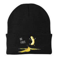 Be Free Banana Funny Banana Man Running Banana Stripping Beanie