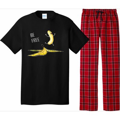 Be Free Banana Funny Banana Man Running Banana Stripping Pajama Set