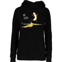 Be Free Banana Funny Banana Man Running Banana Stripping Womens Funnel Neck Pullover Hood