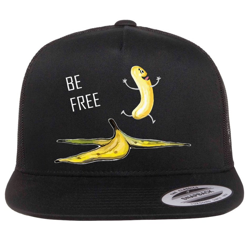Be Free Banana Funny Banana Man Running Banana Stripping Flatbill Hat